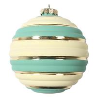 Vickerman 4" Aqua Horizontal Stripe Ball Christmas Ornament (4 pack)