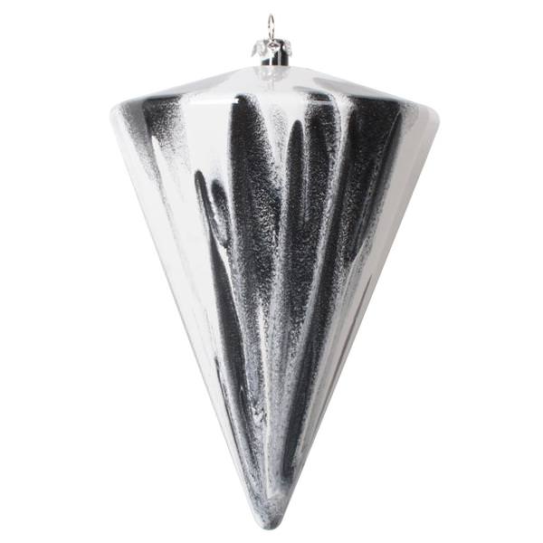 6" Black/White Marble Cone Christmas Ornament (3 Pack)