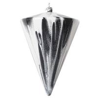 Vickerman 6" Black/White Marble Cone Christmas Ornament (3 Pack)