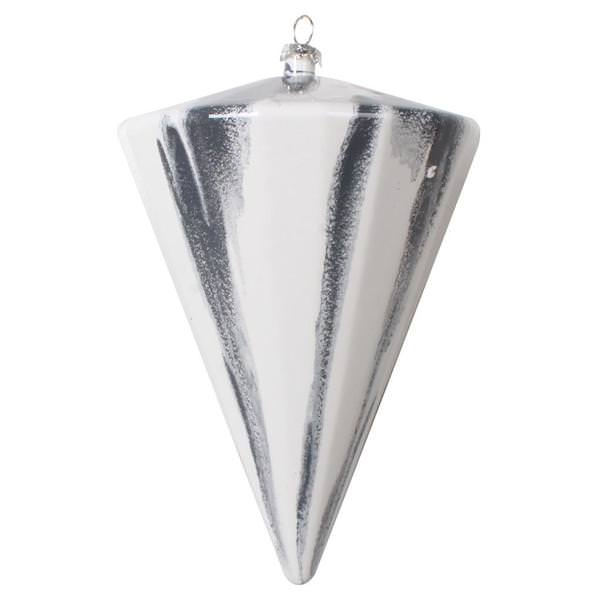 6" Gray/White Marble Cone Christmas Ornament (3 Pack)
