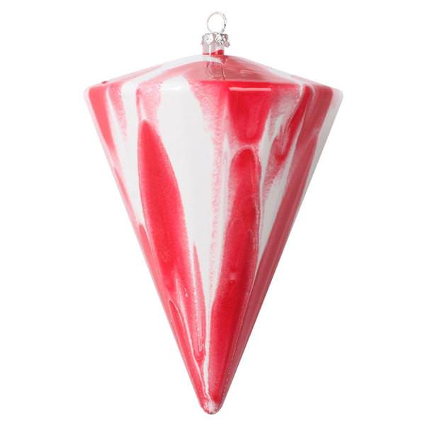 6" Red/White Marble Cone Christmas Ornament (3 Pack)