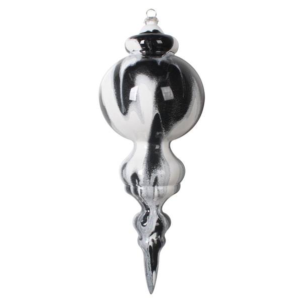 10" Black/White Marble Finial Christmas Ornament (2 Pack)