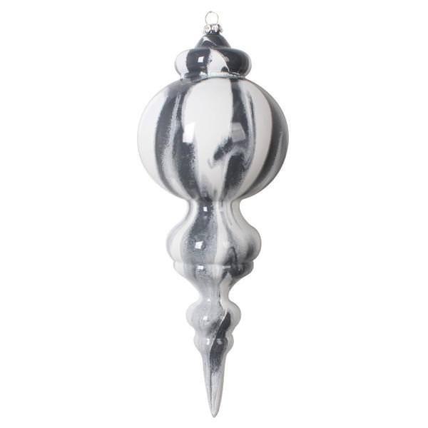 10" Gray/White Marble Finial Christmas Ornament (2 Pack)