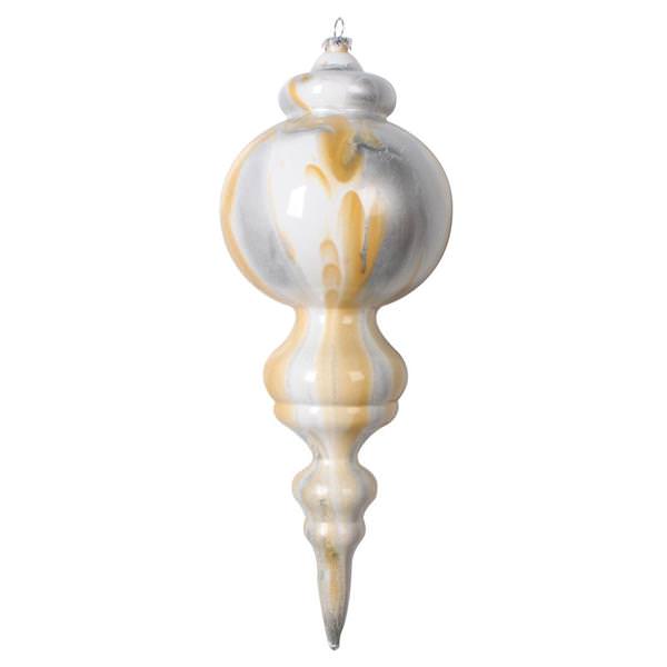 10" Gold/Silver/White Marble Finial Christmas Ornament (2 Pack)