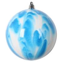 Vickerman 4" Blue/White Marble Ball Christmas Ornament (4 Pack)