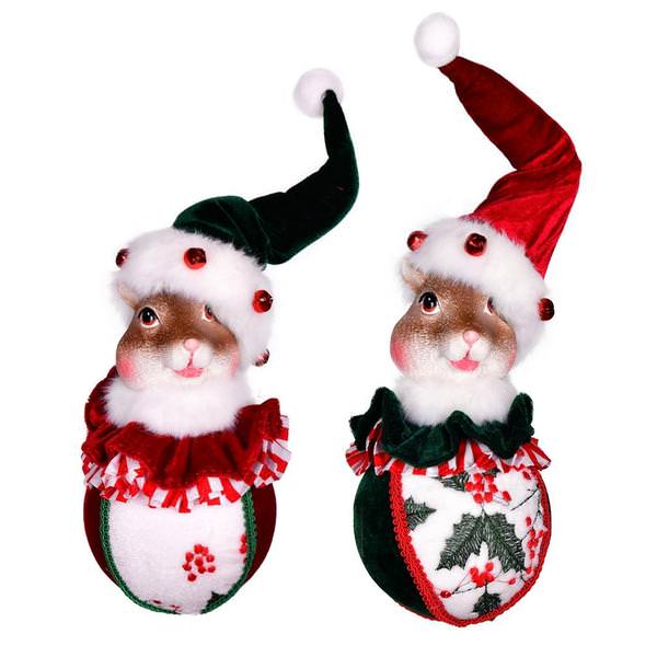 4.5" Holly Jolly Squirrel Christmas Ornament (2 Pack)