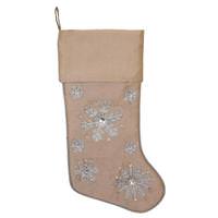 Vickerman 19" Champagne Snowflake Stocking Christmas Decoration