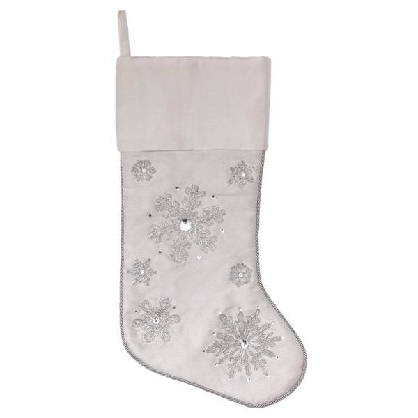 19" White Snowflake Stocking Christmas Decoration
