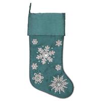 Vickerman 19" Teal Snowflake Stocking Christmas Decoration