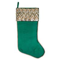 Vickerman 19" Green Chevron Sequin Stocking Christmas Decoration