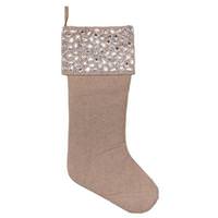 Vickerman 19" Burlap Silver Jewel Stocking Christmas Decoration