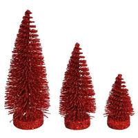 Vickerman 3"/5"/7" Red Oval Pine Artificial Christmas Tree (3 Pack)