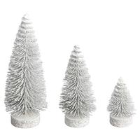 View 3"/5"/7" White Oval Pine Artificial Christmas Tree (3 Pack)