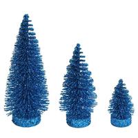 Vickerman 3"/5"/7" Turquoise Glitter Oval Pine Artificial Christmas Tree (3 Pack)