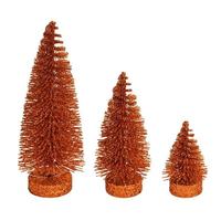 Vickerman 3"/5"/7" Orange Glitter Oval Pine Artificial Christmas Tree (3 Pack)