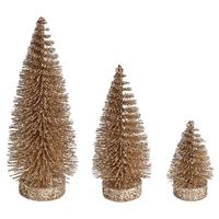 Vickerman 3"/5"/7" Champagne Glitter Oval Pine Artificial Christmas Tree (3 Pack)