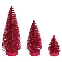 View 3"/5"/7" Dusty Rose Glitter Oval Pine Artificial Christmas Tree (3 Pack)