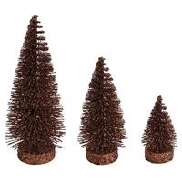 Vickerman 3"/5"/7" Chocolate Glitter Oval Pine Artificial Christmas Tree (3 Pack)