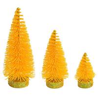 View 3"/5"/7" Yellow Glitter Oval Pine Artificial Christmas Tree (3 Pack)