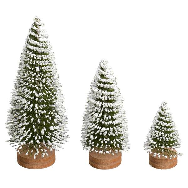 3"/5"/7" Frosted Green Oval Pine Artificial Christmas Tree (3 Pack)