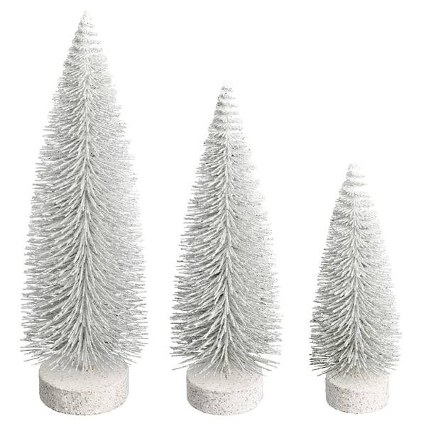 7"/9"/11" White Oval Pine Artificial Christmas Tree (3 Pack)
