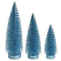 Vickerman 7"/9"/11" Baby Blue Glitter Oval Pine Artificial Christmas Tree (3 Pack)