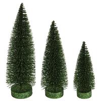 Vickerman 7"/9"/11" Moss Green Glitter Oval Pine Artificial Christmas Tree (3 Pack)