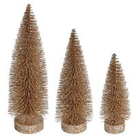 Vickerman 7"/9"/11" Copper Glitter Oval Pine Artificial Christmas Tree (3 Pack)