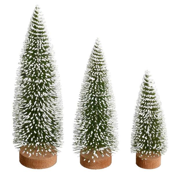 7"/9"/11" Frosted Green Oval Pine Artificial Christmas Tree (3 Pack)