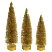 Vickerman 12"/14"/16" Gold Glitter Oval Pine Artificial Christmas Tree (3 Pack)