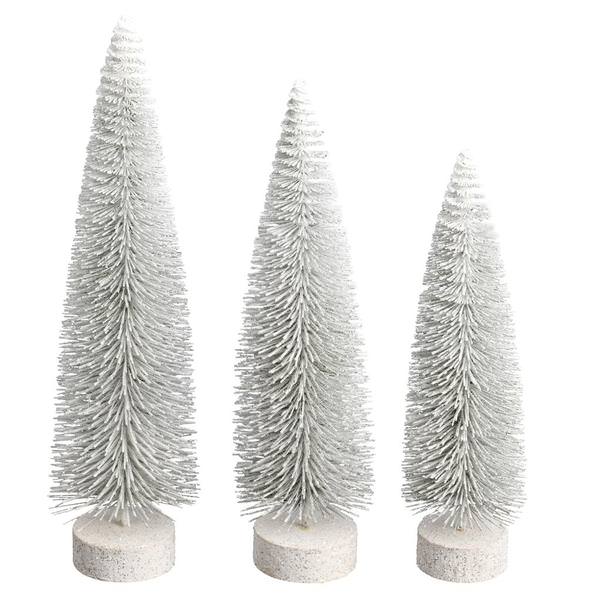 12"/14"/16" White Oval Pine Artificial Christmas Tree (3 Pack)