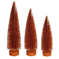 Vickerman 12"/14"/16" Orange Glitter Oval Pine Artificial Christmas Tree (3 Pack)