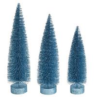 Vickerman 12"/14"/16" Baby Blue Glitter Oval Pine Artificial Christmas Tree (3 Pack)