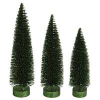 Vickerman 12"/14"/16" Moss Green Glitter Oval Pine Artificial Christmas Tree (3 Pack)