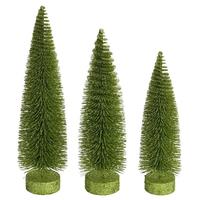 Vickerman 12"/14"/16" Lime Glitter Oval Pine Artificial Christmas Tree (3 Pack)