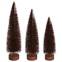 Vickerman 12"/14"/16" Chocolate Glitter Oval Pine Artificial Christmas Tree (3 Pack)
