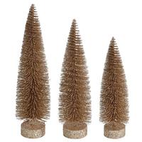 Vickerman 12"/14"/16" Copper Glitter Oval Pine Artificial Christmas Tree (3 Pack)