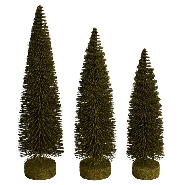 12"/14"/16" Green Oval Pine Artificial Christmas Tree (3 Pack)