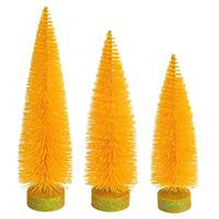 Vickerman 12"/14"/16" Yellow Glitter Oval Pine Artificial Christmas Tree (3 Pack)