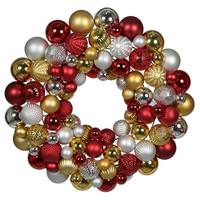 Vickerman 24" Red/Gold/Silver Assorted Ornament Christmas Wreath