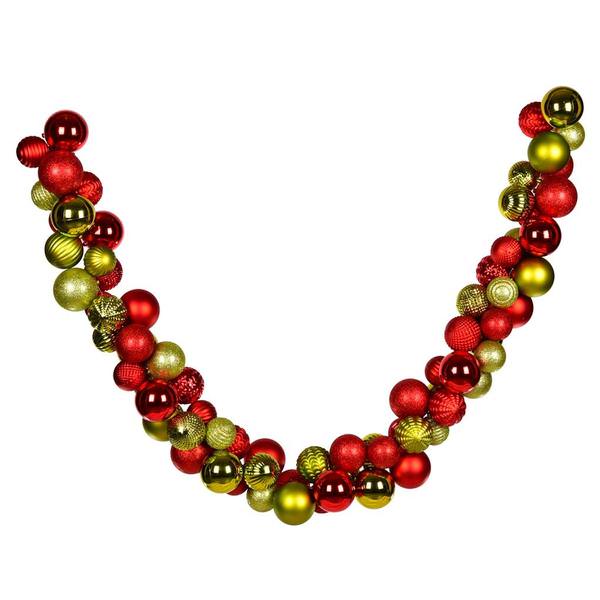 7' Red/Lime Asst Ornament Garland