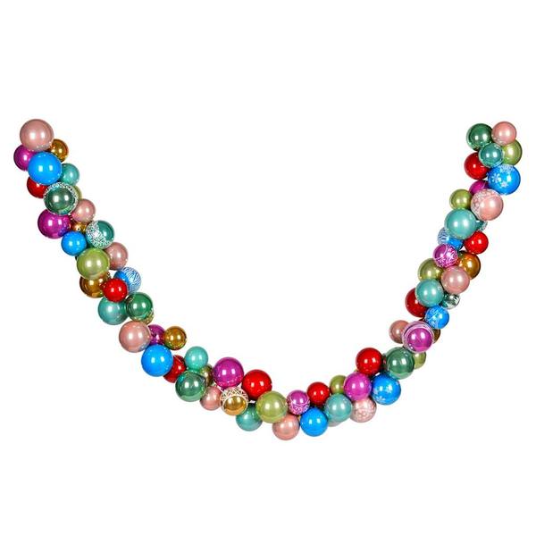 7' Pearlized Multi Assorted Ornament Garland