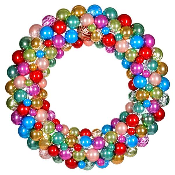 30" Pearlized Multi Assorted Ornament Artificial Wreath