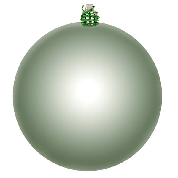 3" Gray Mint Shiny Ball Christmas Ornament (12 Pack)