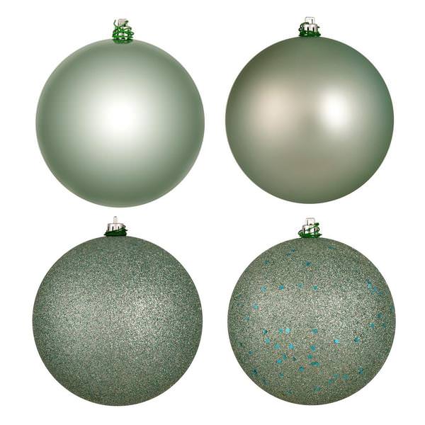 4" Gray Mint 4 Finish Ball Christmas Ornament (12 Pack)