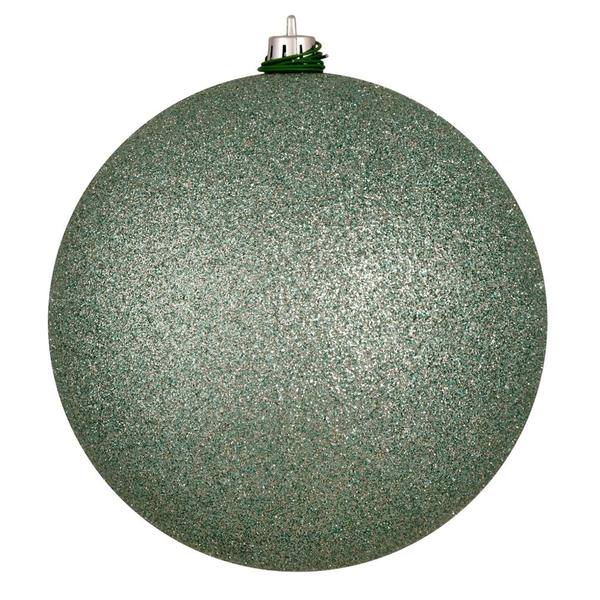 4" Gray Mint Glitter Ball Christmas Ornament (6 Pack)