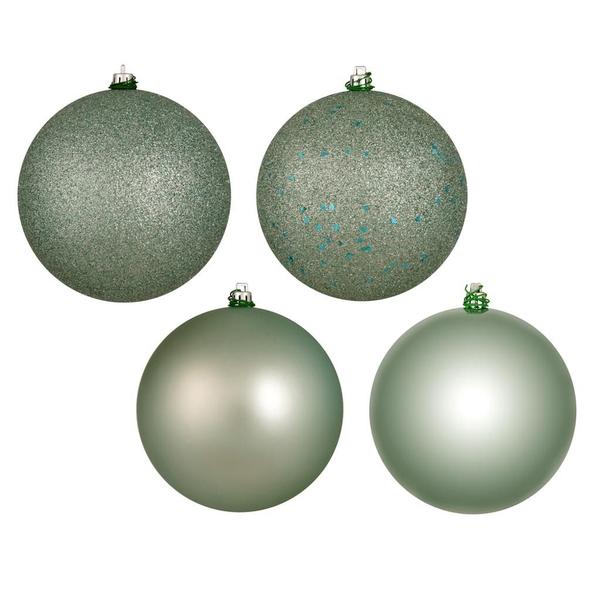 6" Gray Mint 4 Finish Ball Christmas Ornament (4 Pack)