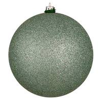 View 8" Gray Mint Glitter Ball Christmas Ornament