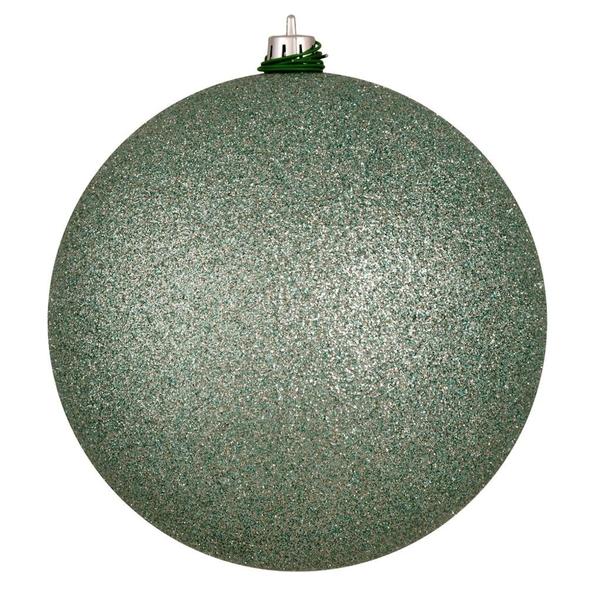 12" Gray Mint Glitter Ball Christmas Ornament