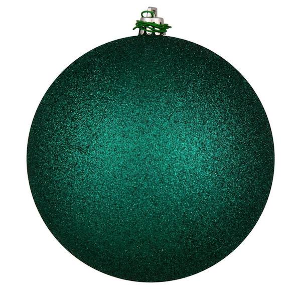8" Dark Teal Glitter Ball Christmas Ornament